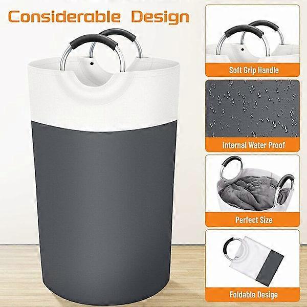 Laundry hamper, foldable laundry hamper, dirty laundry basket, waterproof laundry hamper with foam padded aluminum handle for C.