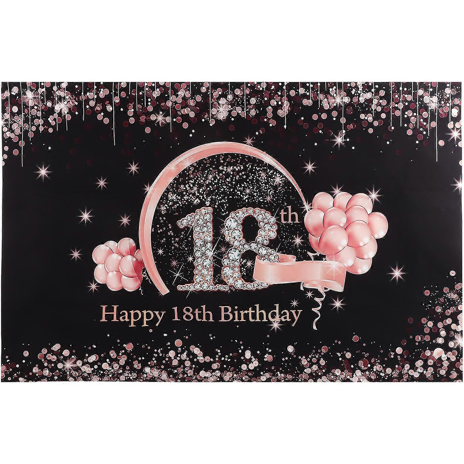 Black Birthday Backdrop Banner for Photo Booth Decor Made of Polyester Perfect for 18th Birthday Parties