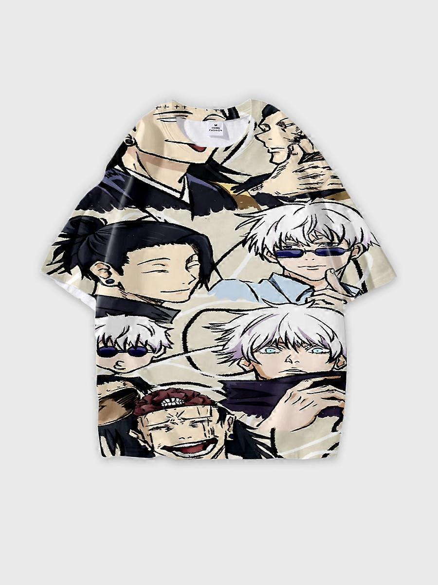 T-shirt round neck Character Pattern loose short sleeve P1300