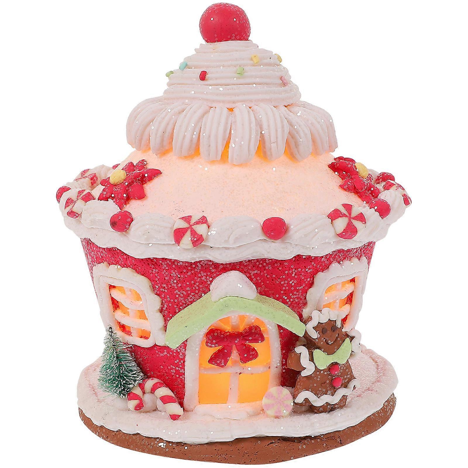 Lovely Resin Castle Ornament Ideal For Christmas Party Decorations Featuring Stable Display In Pink 1Set