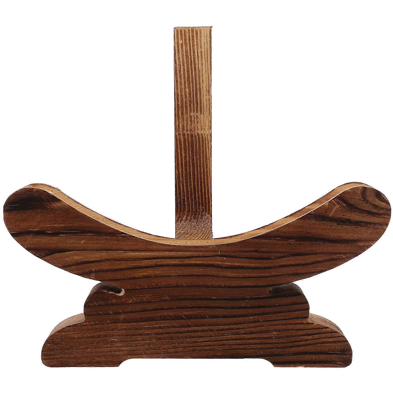 Tea Cake Rack Brown Wooden Multi-Functional Display Stand Elegant Curves for Displaying