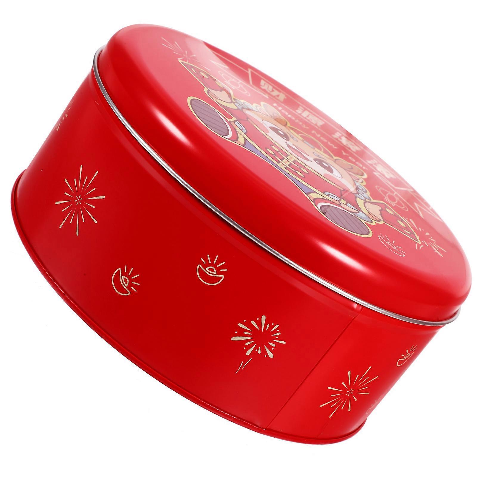 New Year Cookie Tin with Lid for Storage Use Sturdy Tinplate Multi Color Holiday Treats Box 3.94 x 2.95 x 1.38 Inches