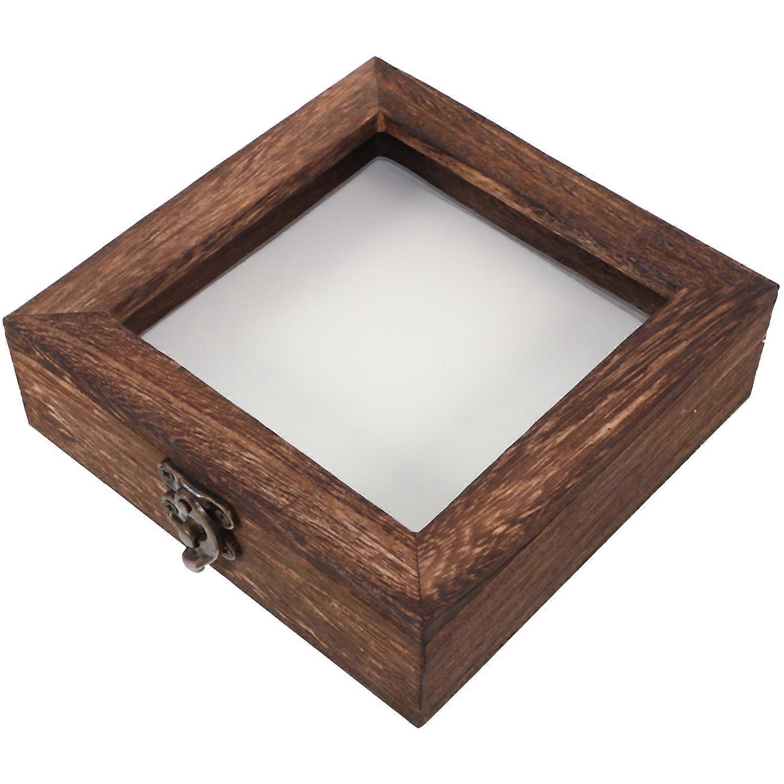Butterfly Display Case Shadow Box EVA Padding Protection Coffee 15.50X15.00X4.70CM Rectangular Rustic Style For Insect Specimens 1Pcs