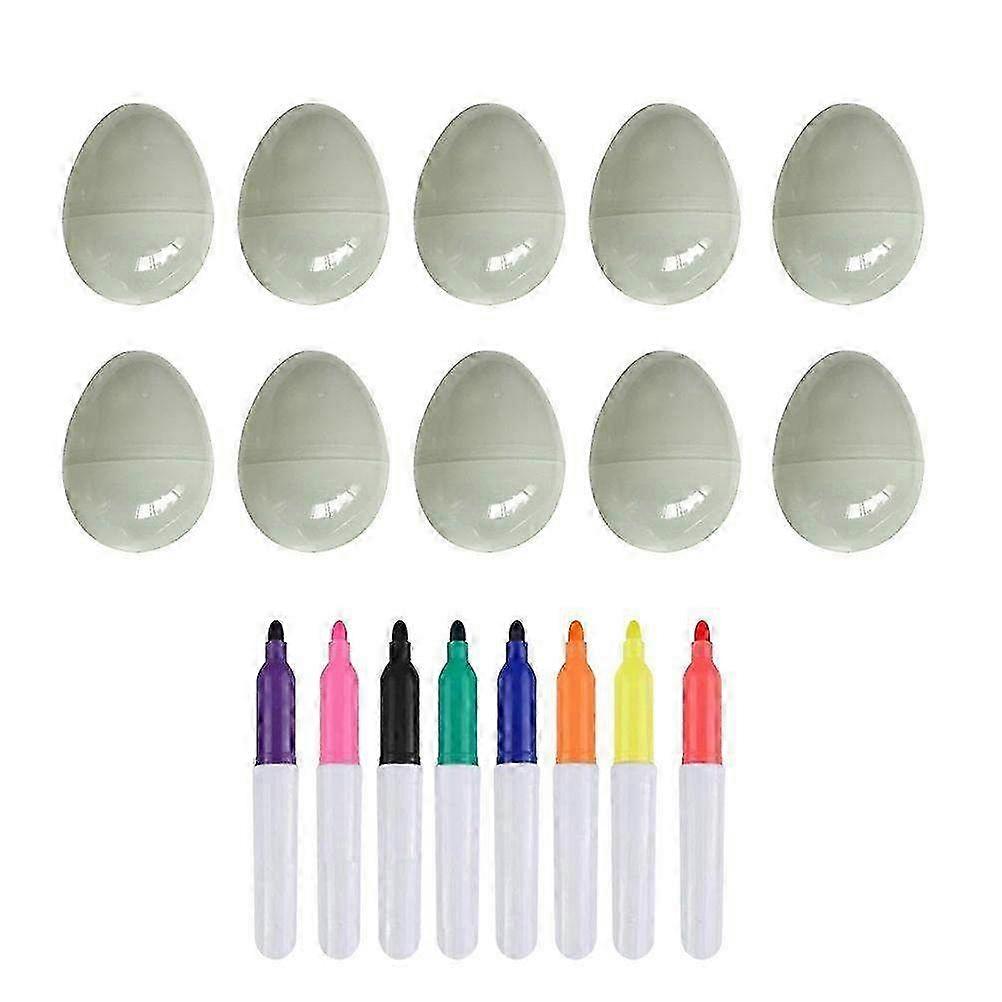 Luminous Plastic Easter Eggs - Blank DIY Eggs with Color Pens for Creative Painting & Decorating Fun for Kids & Adults