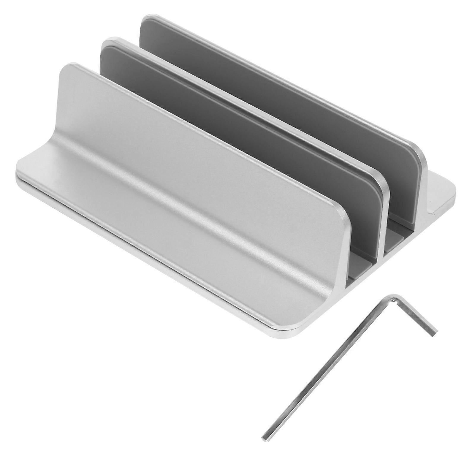 Sleek Aluminum Alloy Laptop Stand For Desk Use And Office Work With Double Slots And Adjustable Width In Silver Finish 1Set