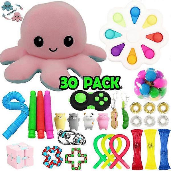 Advent Calendar 2023 - 30 Pack Fidget Pop it Toys for Adults & Kids multicolor