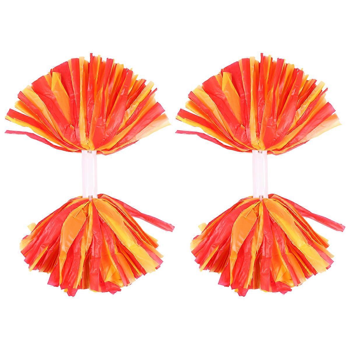 Creative Cheerleader Pom Poms in Red and Yellow for Supporting Sports Events and Cheering 1 Pair