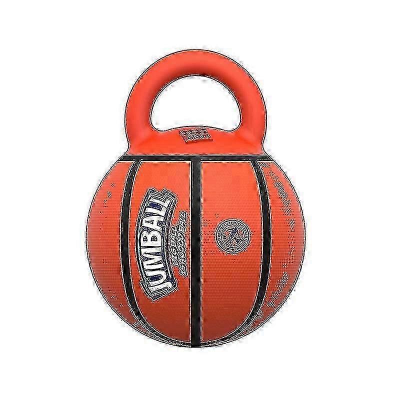 Jumball Rubber Basketball Dog Toy With Handle High Visability Throw Fetch Toy Dog Ball - Orange