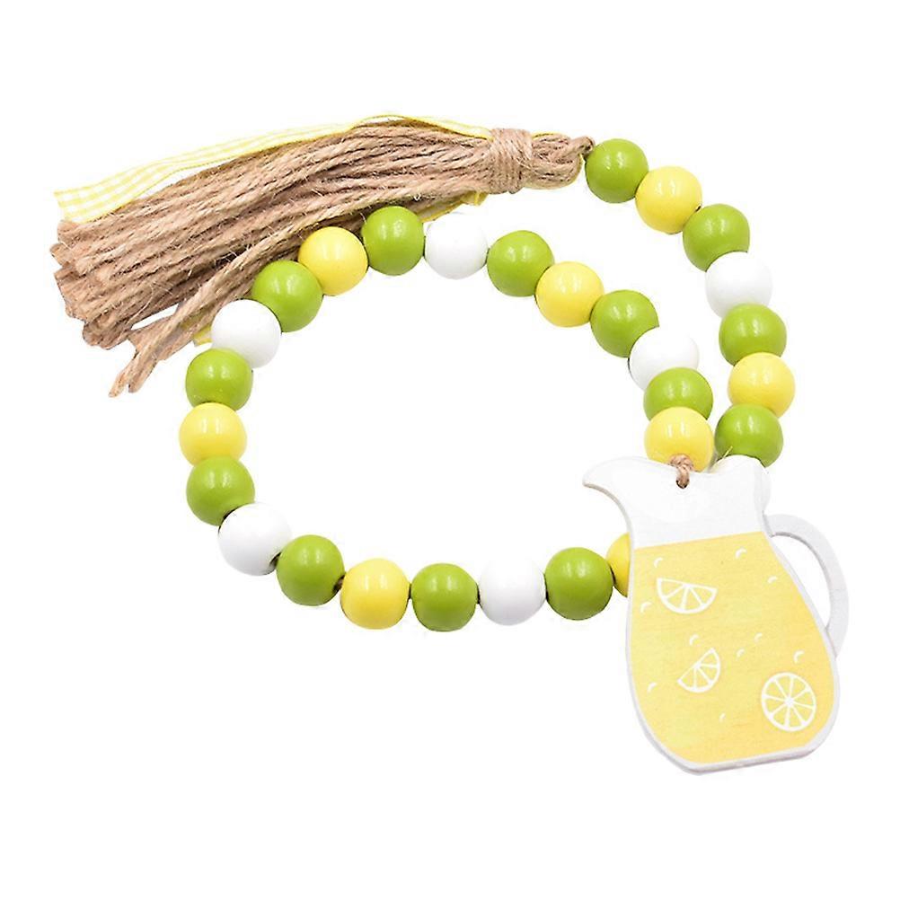 Wooden Beads Garland with Tassels for Decoration Use Yellow Color Simple Structure Easy to Decorate 7.8FT