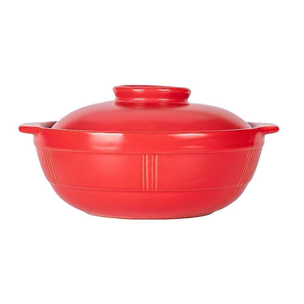 High Temperature Resistant Clay Casserole Pot with Even Heat Distribution, Double Ear Handles for Household Cooking – Non Stick Red Braised Chicken
