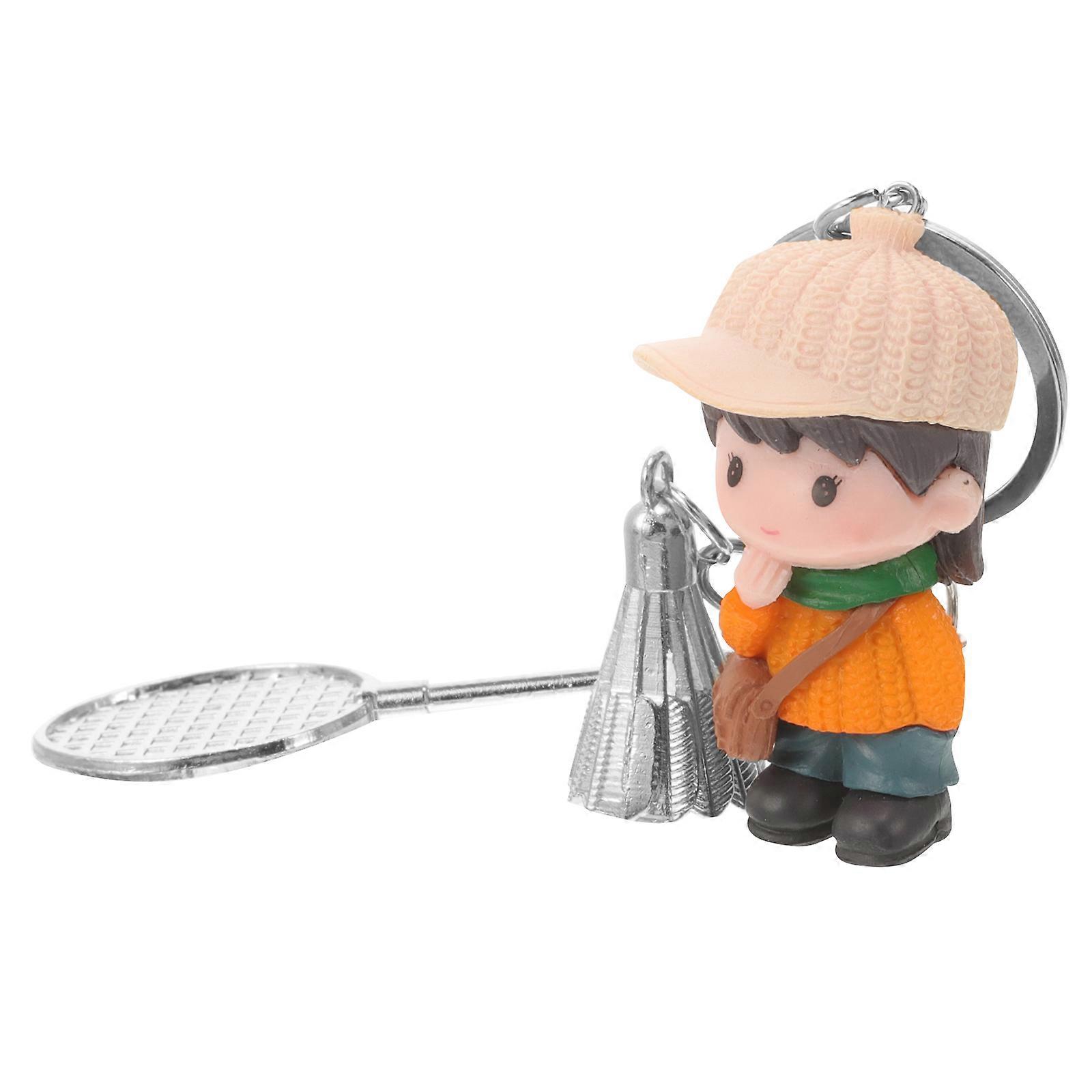 Fashionable Badminton Keychain Cartoon Style Pendant for Backpack Keyring Decoration