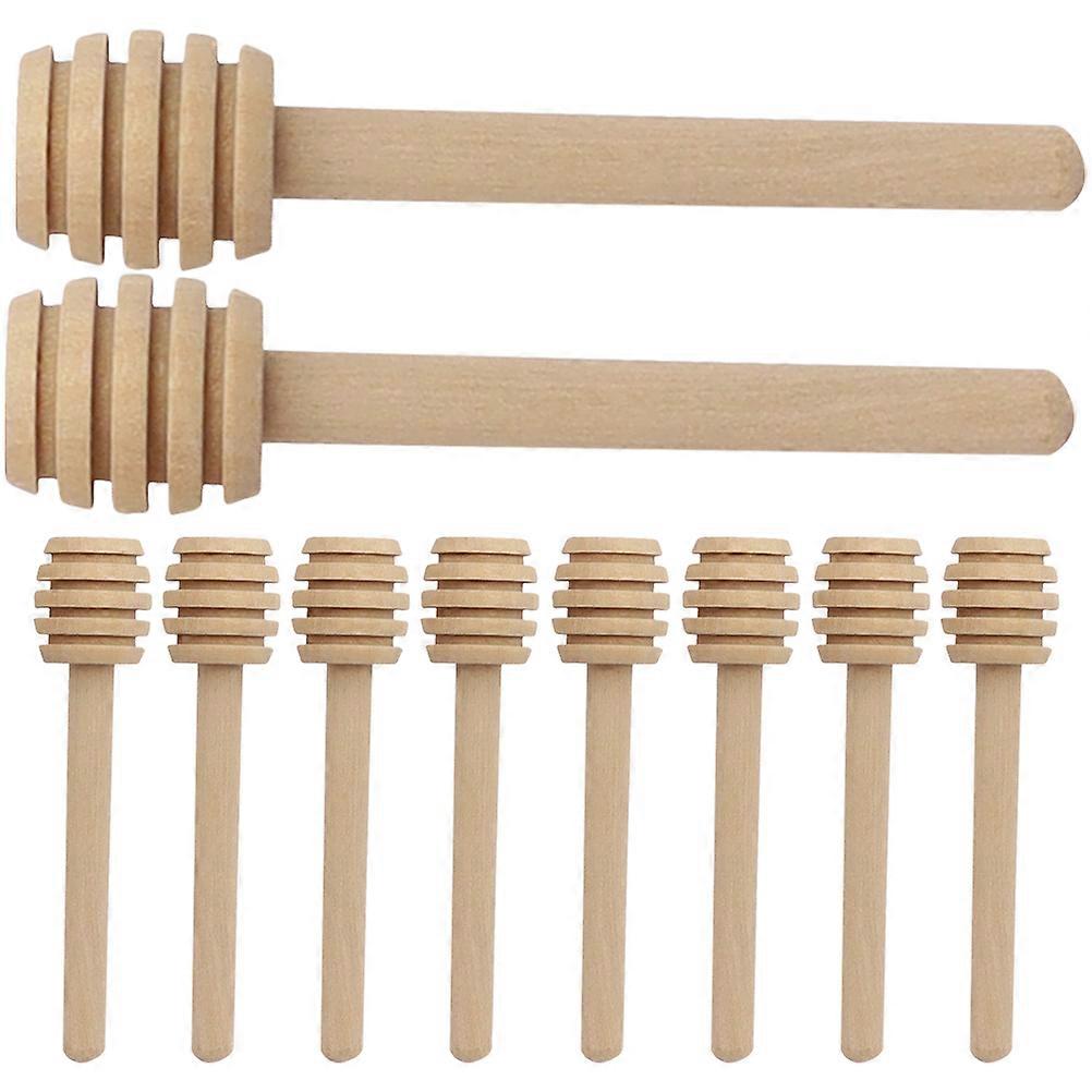 Wooden Honey Dipper Sticks with Deep Grooves for Home Use Perfect for and Stirring 10pcs