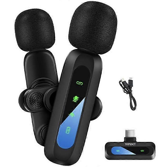 Wireless Lavalier Microphone, TOPESCT for iPhone/Android Phone/Laptop, USB C for Video Recording, Vlogging, TikTok