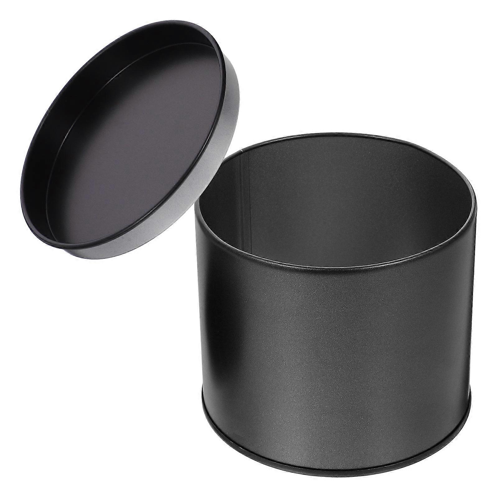 Black Tinplate Tea Coffee Storage Set for Candy Snacks with Lid 4 Pieces Small Size