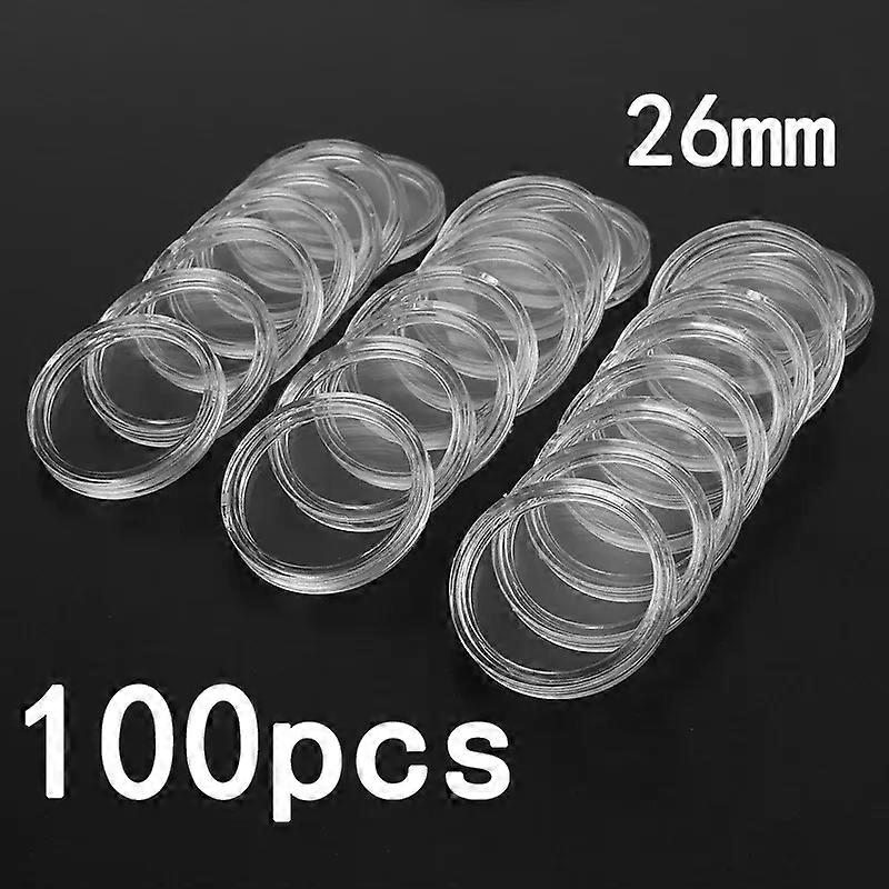 100Pcs 16-40mm Transparent Clear Round Coin Holder Storage Box Capsules Coin Collection Holder Containers Storage Case Supplies