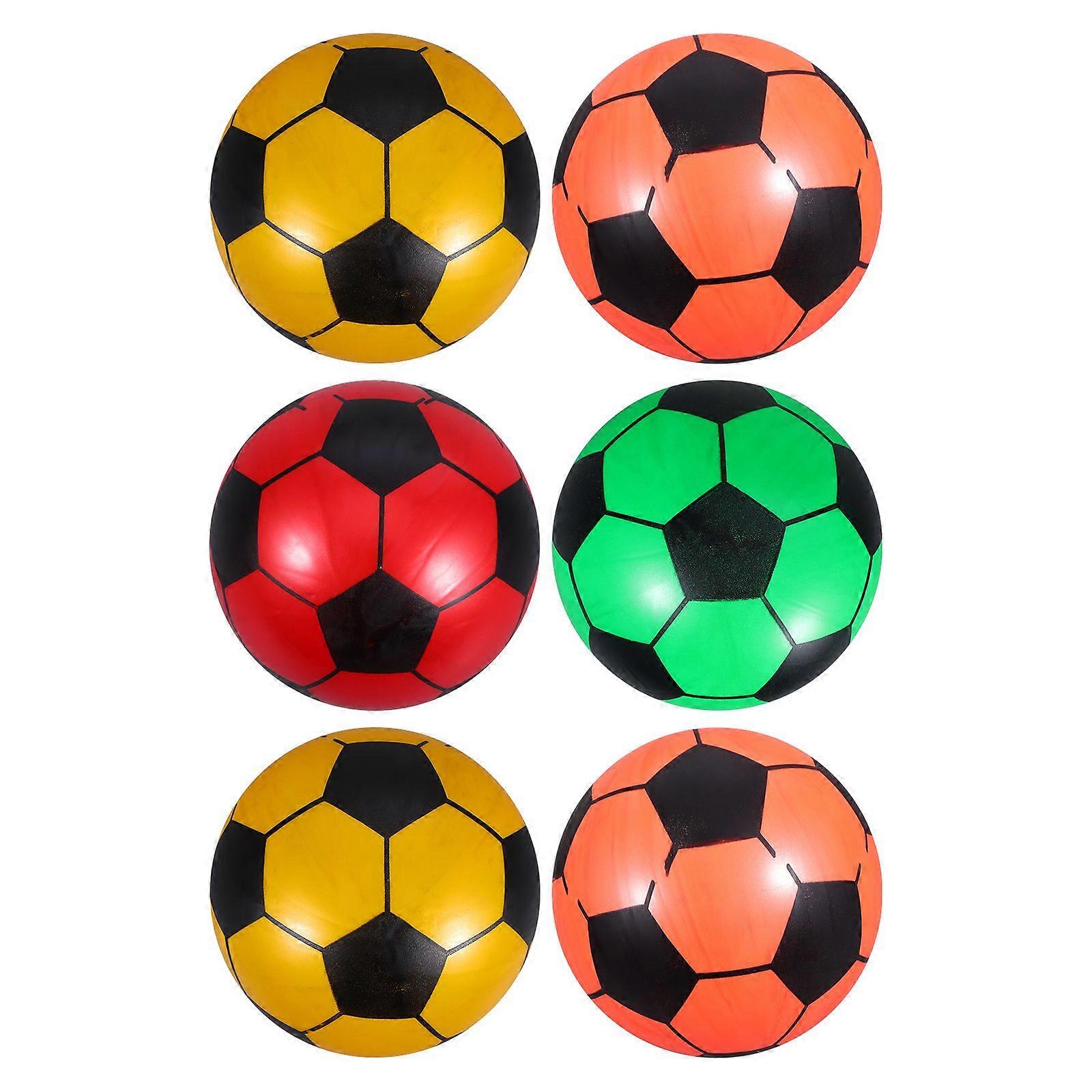 6pcsミニサッカーインフレータブルフットボールソフトボールボールガールパーティーは、楽しいスポーツ遊びストレススクイーズボール玩具(ランダムカラー)を支持します