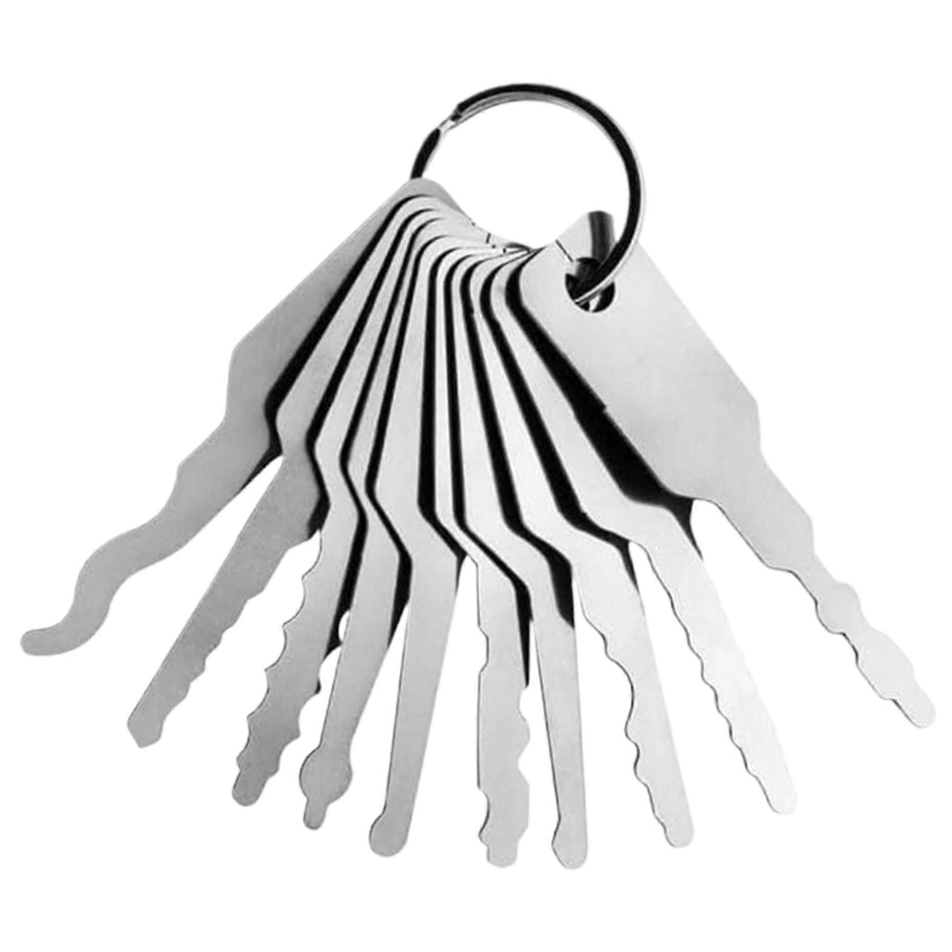 Master Keys,10Pcs Fake Keys,Stainless Steel Replacement Skeleton Lock Key Set,Multiple Shapes Lock Picking Emergency Tool /2.9x0.7