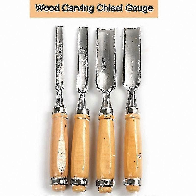 4-Piece Wood Chisel Set for Carving & Artistic Woodworking Projects, Includes 6mm, 12mm, 18mm, 24mm Gouges for Crafting & Sculpting