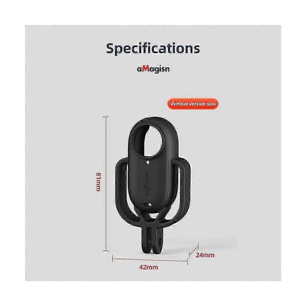 Shockproof Silicone Case for Go Protective Frame Mount with 1/4 Thread Adapter Cover - Vertical Black