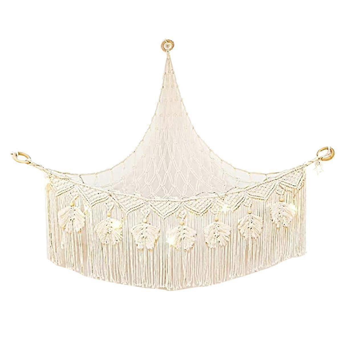 Macrame Stuffed Animal Toy Net Hammock, Boho Style Storage, Wall Hanging Organizer for Kids