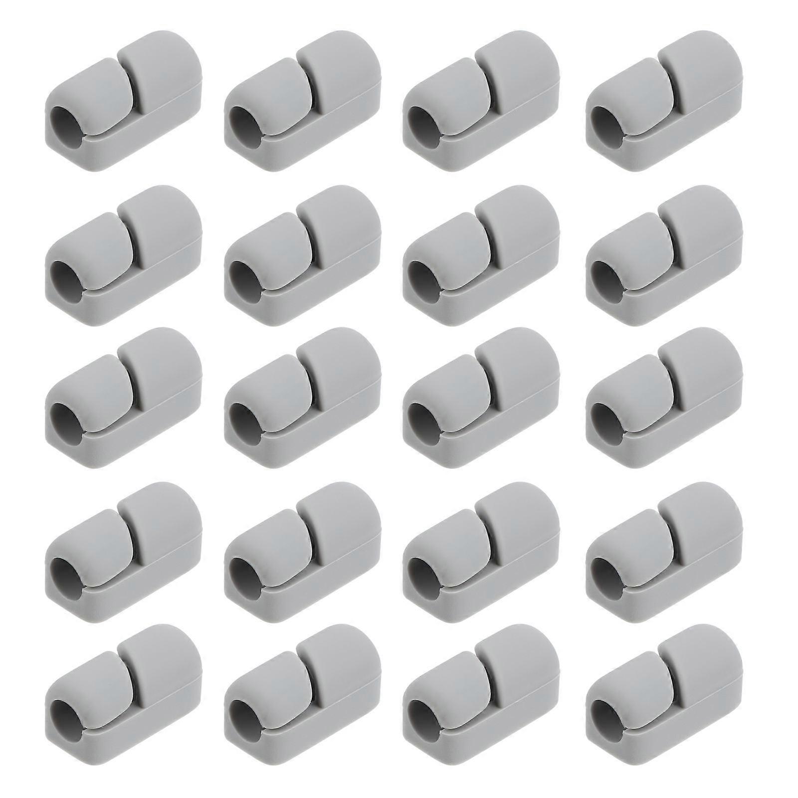 Practical Cable Management Clips for Storage Use Made of Silicone White Color 20 Pcs
