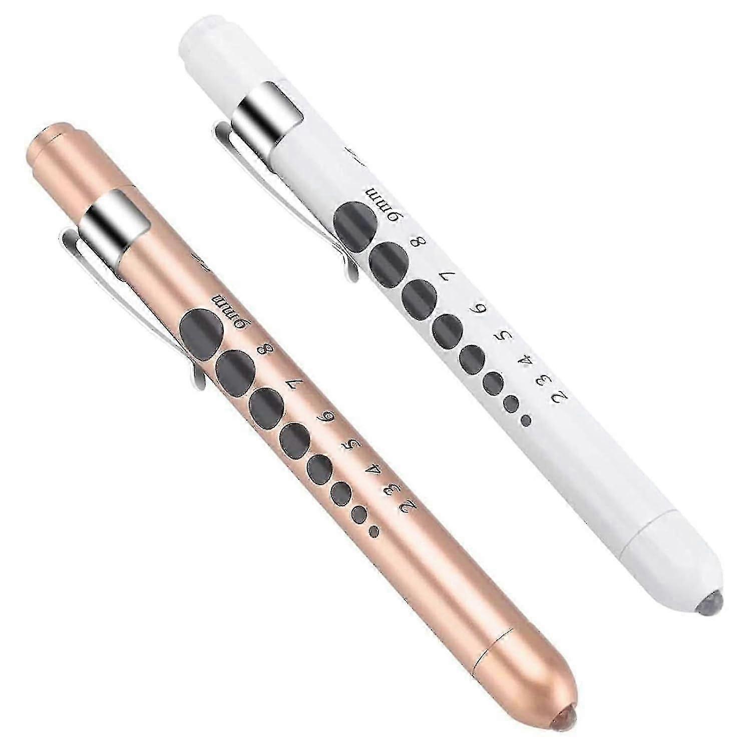 2 Pcs Reusable Pen Light with Pupil Gauge