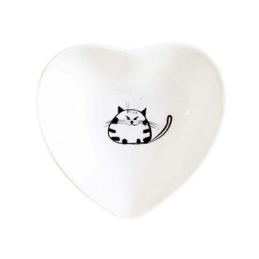 Condiment Container Heart Shape Cat Pattern Ceramic Sauce Dish for Dining Out Hotels Black Practical Use 6Pcs