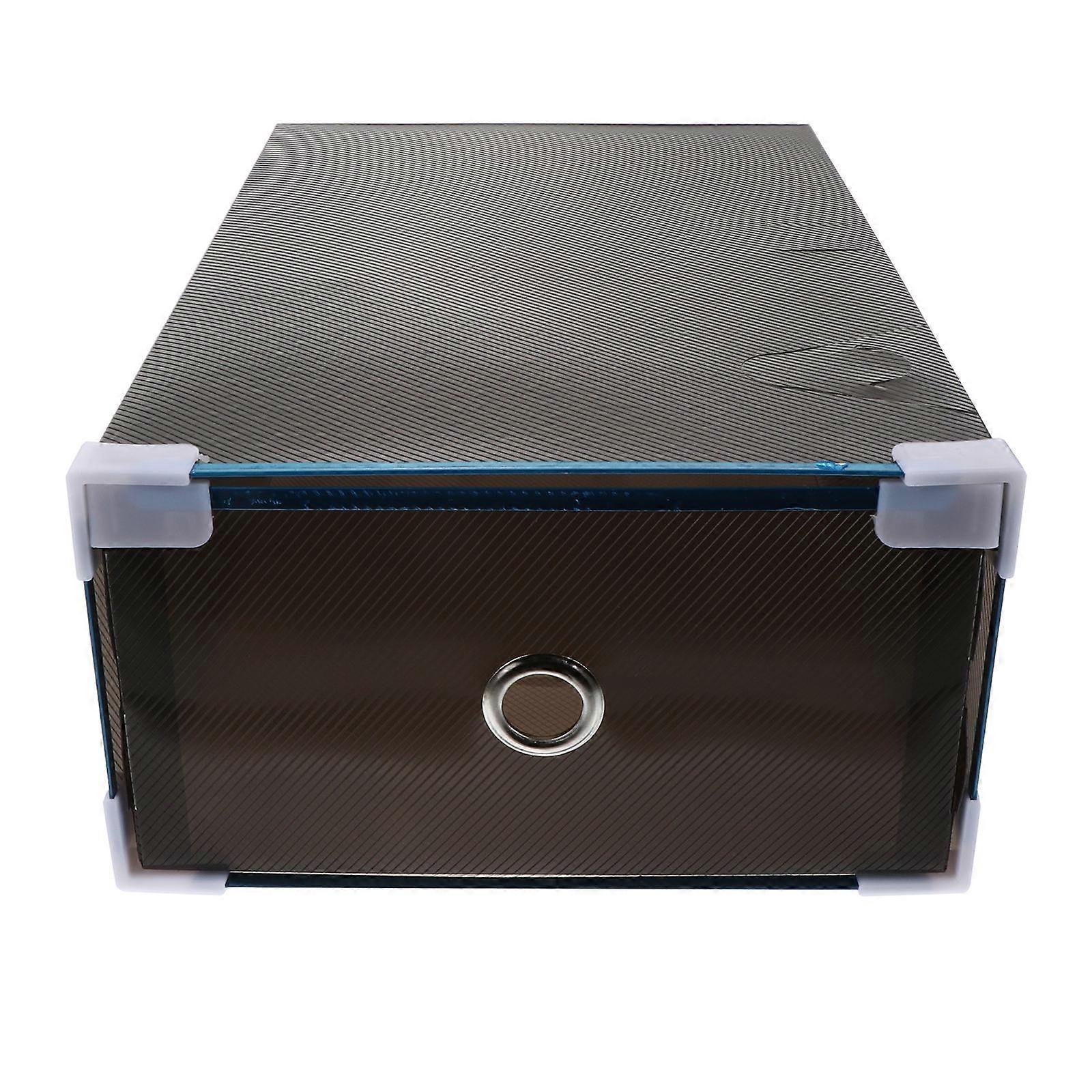 Stackable Storage Bins Drawer Type Boxes for Living Room Black Pp Shoe Storage 2Pcs