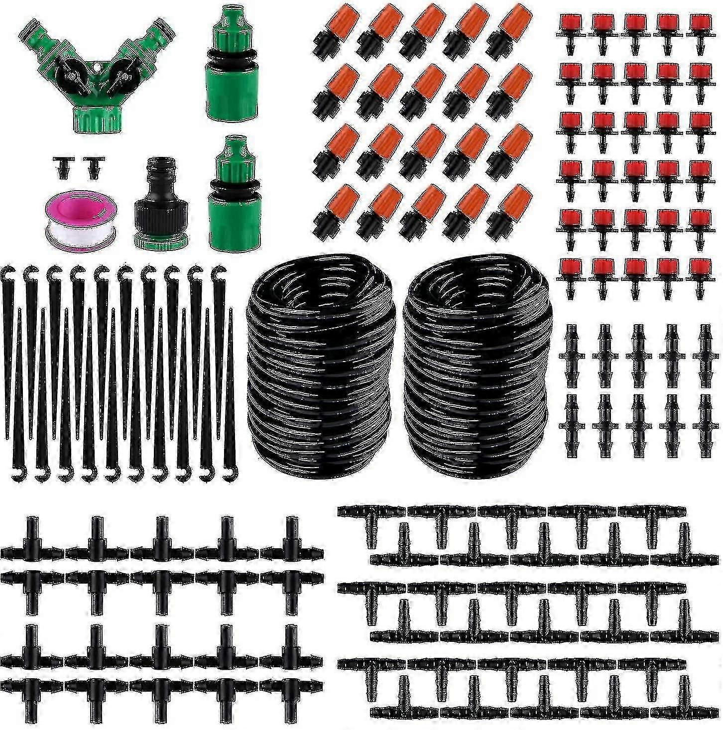 Irrigation Drip Kit, 100ft/30m Adjustable Automatic Micro Garden Irrigation System