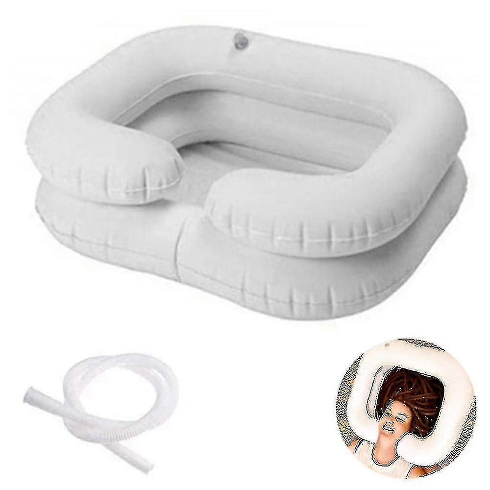 1 Pcs Inflatable Shampoo Basin For Bedside(white)  (ls)