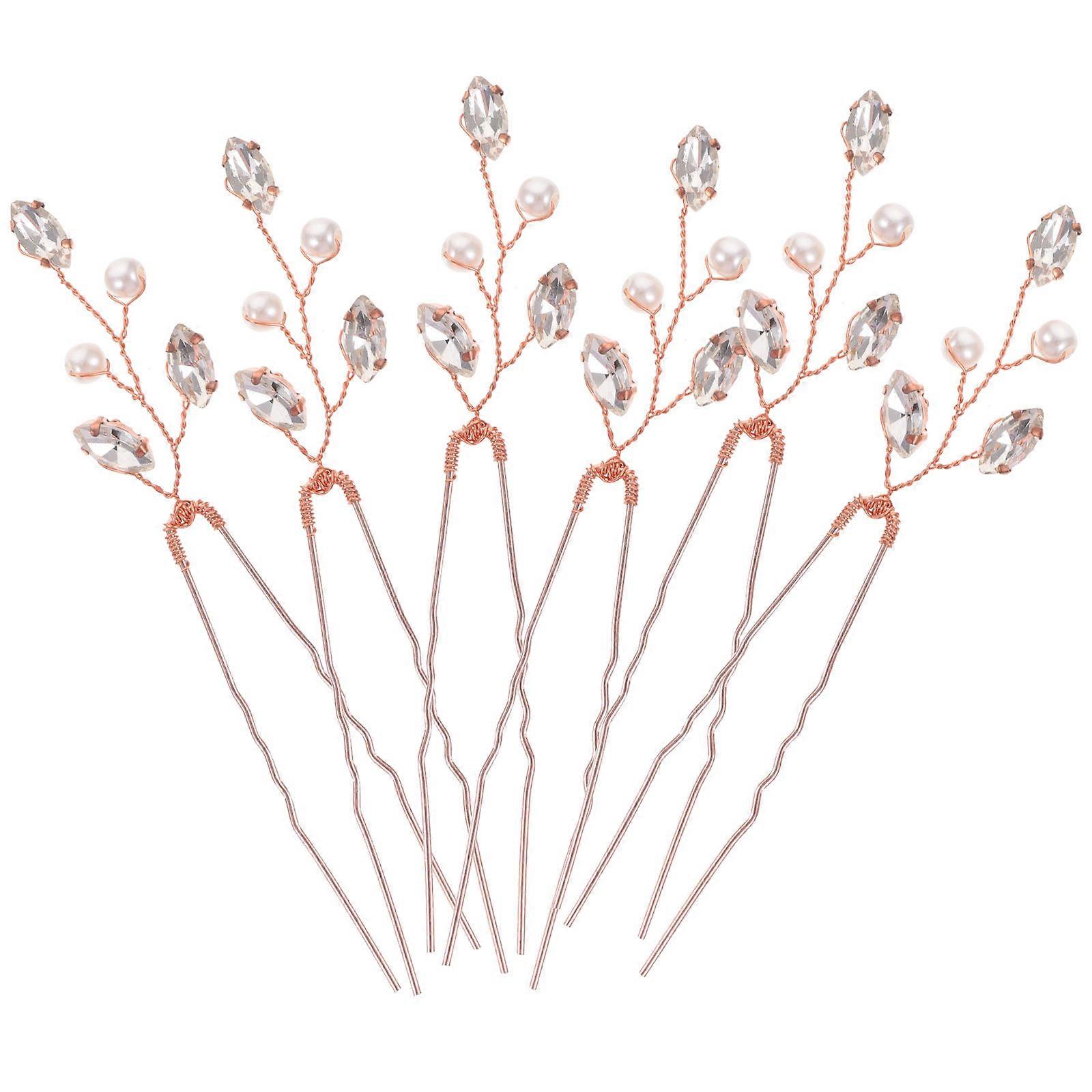 a refined and professional product description based on your input:
**6PCS Rhinestone Wedding Hairpins with Pearl Accents – Elegant Bridal Hair