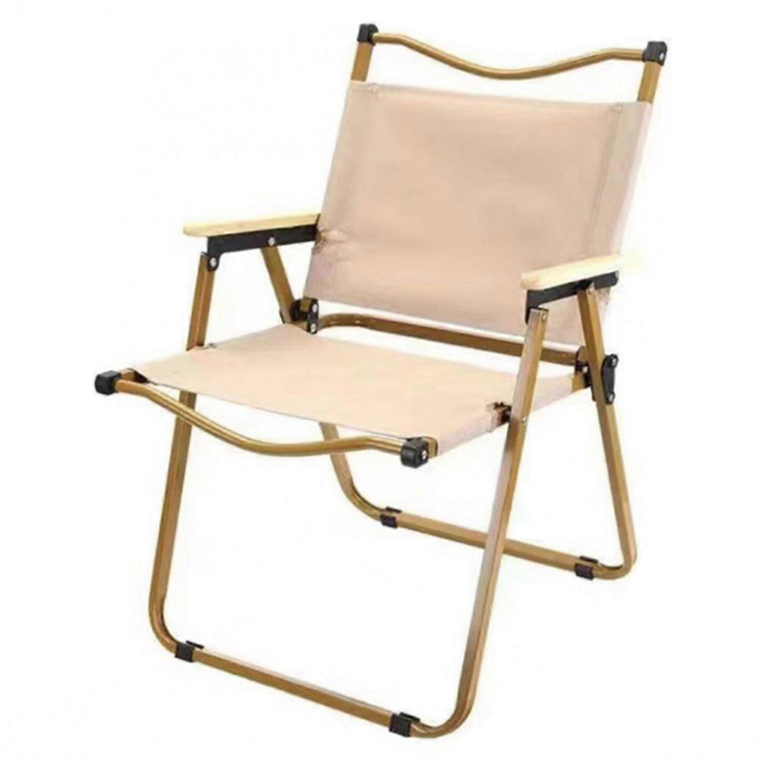 Folding Camping Chairs, Portable Comfy with Double Storage Pockets, for Hiking, Fishing, Beach(Size:B,Color:Offwhite)