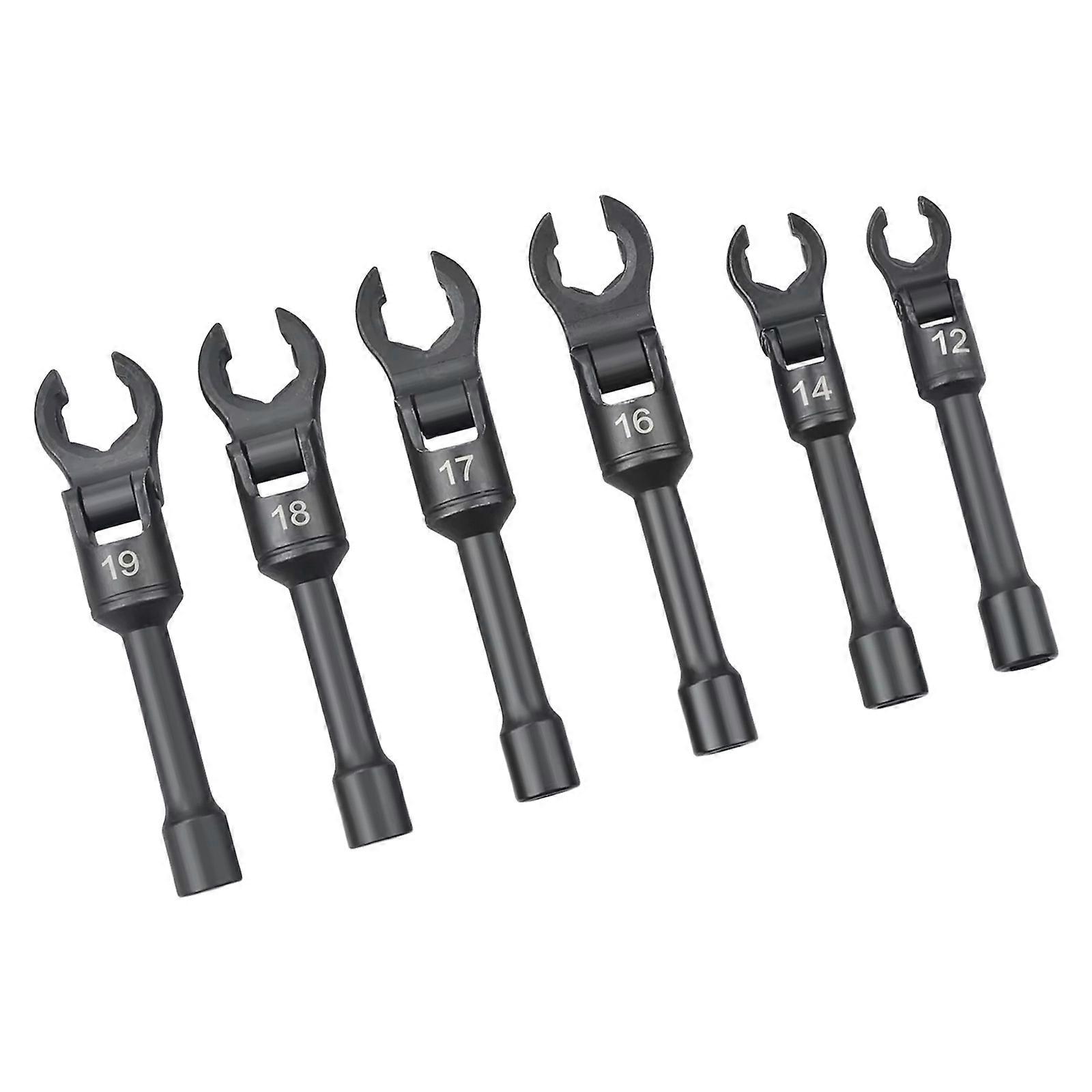 Alloy Steel Swivels Head Open End Wrench Kit 6pc 12mm To 19mm For Tight Space And Heavy dutys Mechanical Maintenance Multicolor