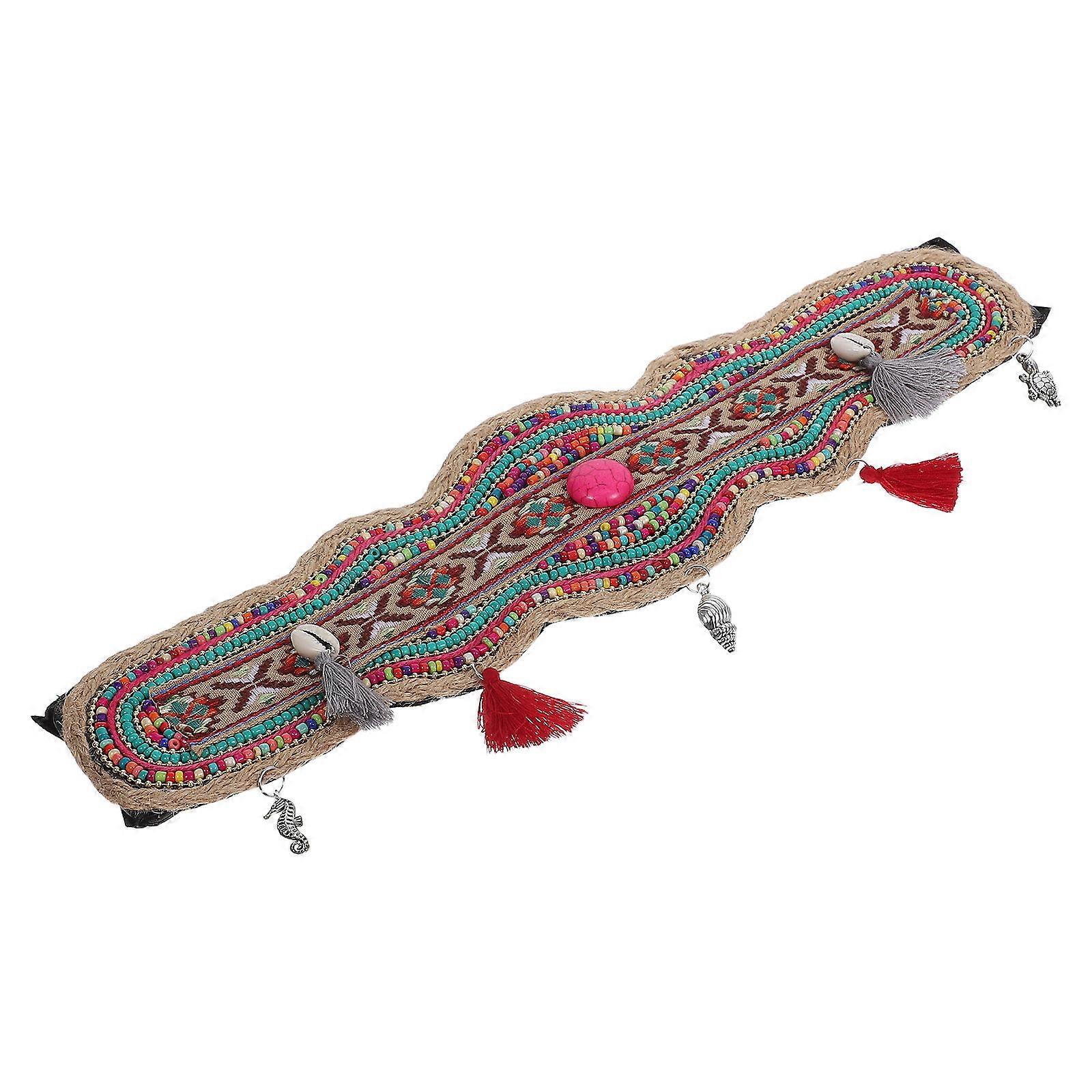 Ethnic Charm Wide Band Belt for Women Dresses Skirts Coats Made of Pu and Hemp with Comfortable Fit 1Pack