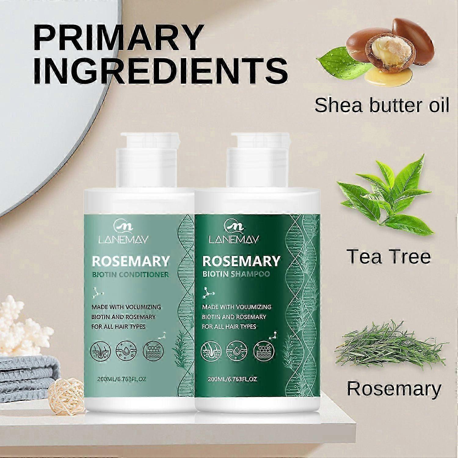 Biotin Rosemary Shampoo and Conditioner Set - Biotin Shampoo and Conditioner Set Volumizing Complex with Rosemary Essential Oil for Fine Weak & Dull H