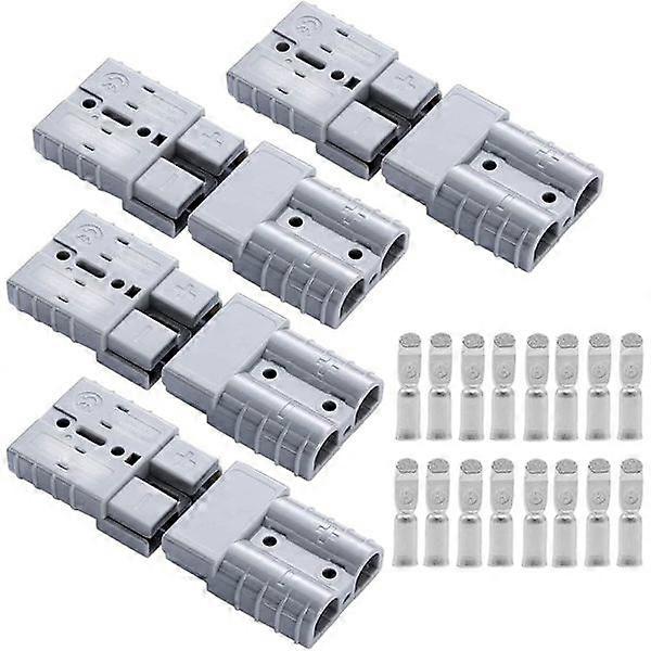 Connector 50A, Battery Quick Connector Plug 50 Amp 600V 8 Pcs Quick Connector Plug Coupling for Anderson Powerpole Gray