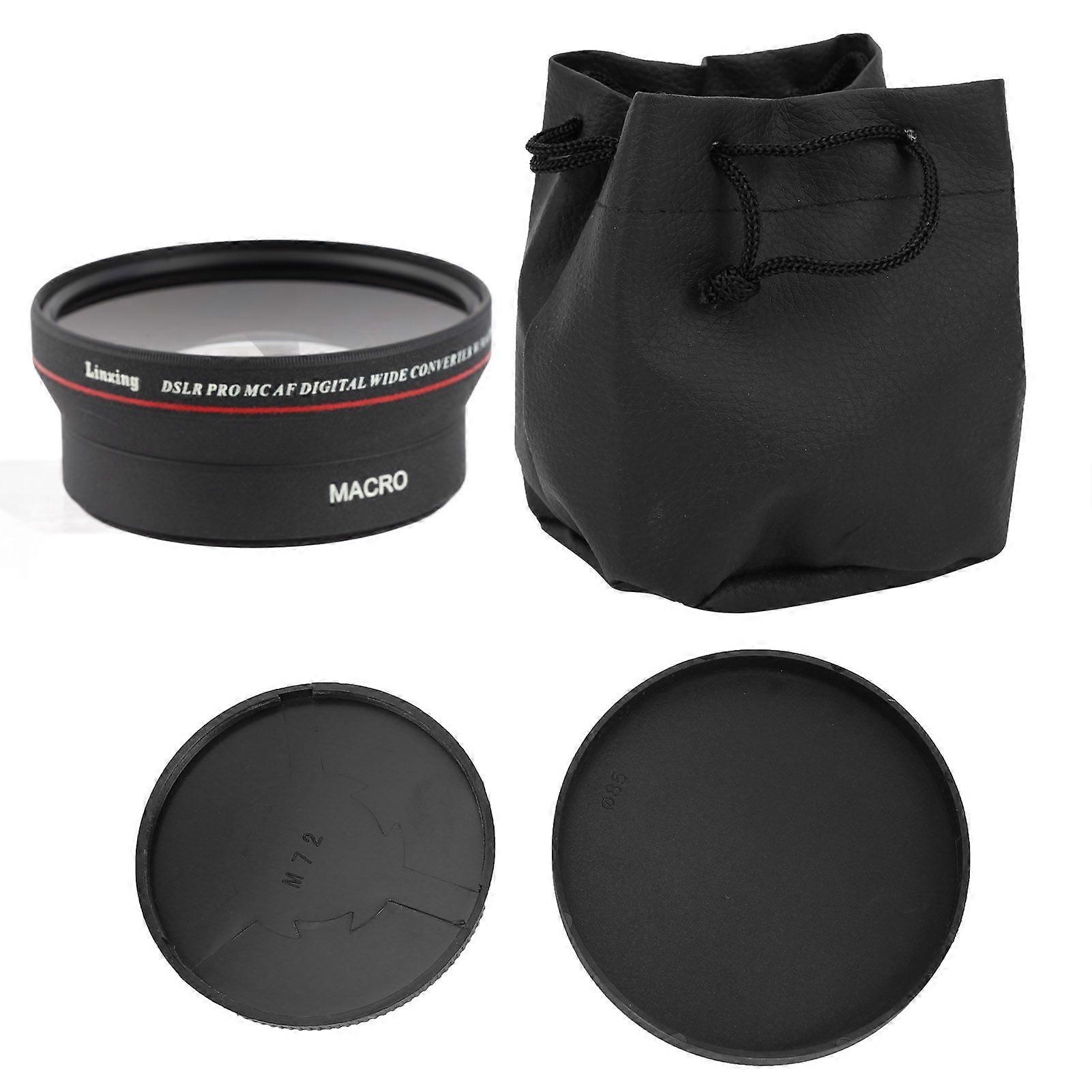 Optical Glass 0.45x WideAngle Black Additional Lens for 72mm Camera Lens Photography Accessory
