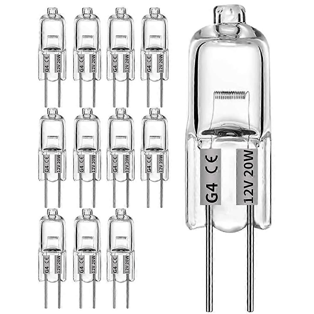 G4 Halogen Bulbs, 12 Pack, 20W 12V, 2Pin Clear Capsule, Warm White, Pin Base Lamp for Cooker, Signal, Track Lighting