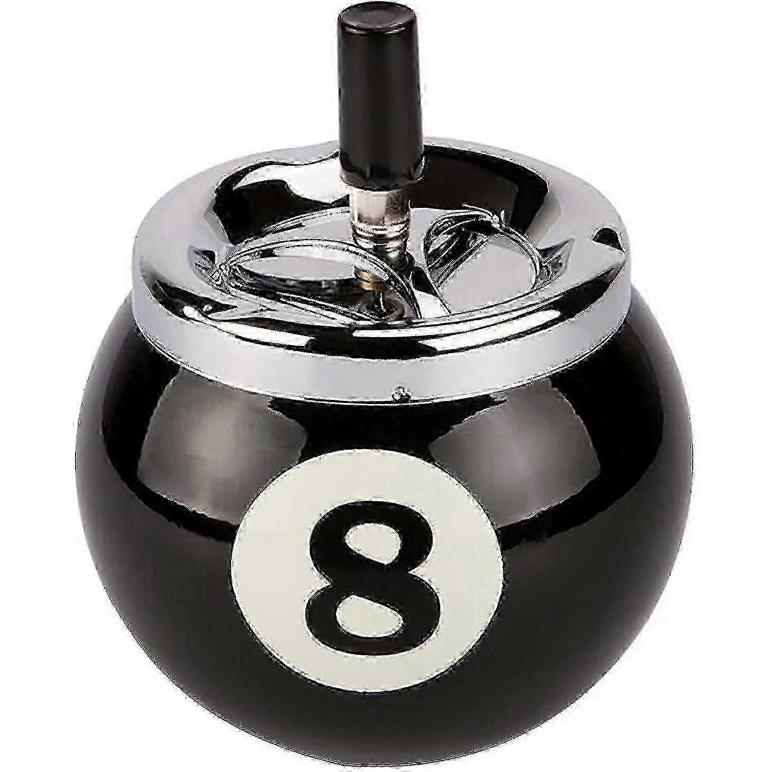 Μεταλλικό Τασάκι Μπιλιάρδου Ball Design με Νούμερο 8 - Μαύρο, για Εσωτερική &; Εξωτερική Χρήση
