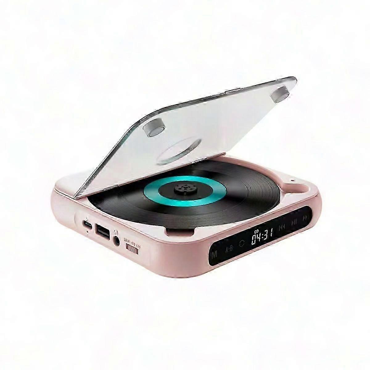 Portable CD Player with Bluetooth Speaker, LED Screen, Stereo Sound & Wall Mount - Music Player for Home & Travel