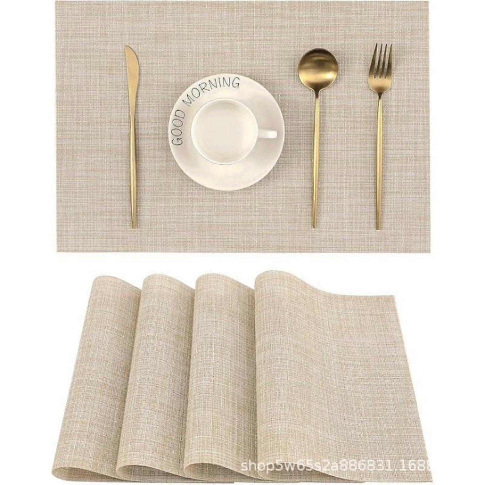 4Piece Hotel Dining Mat NordicStyle LightLuxury Insulation Pad AntiScalding Table and Bowl Mats Beige