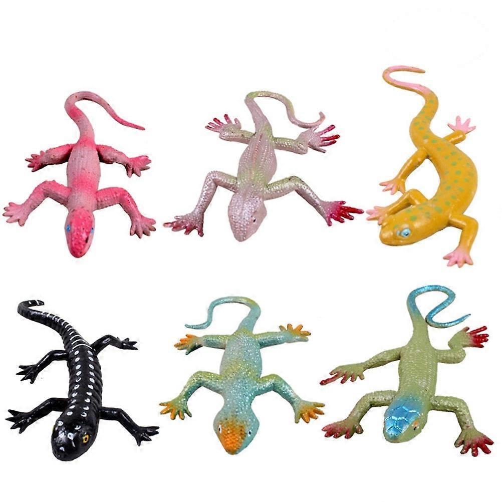 6pcs Realistic Plastic Lizards for Kids Playing Assorted Color Great for Parties Carnivals