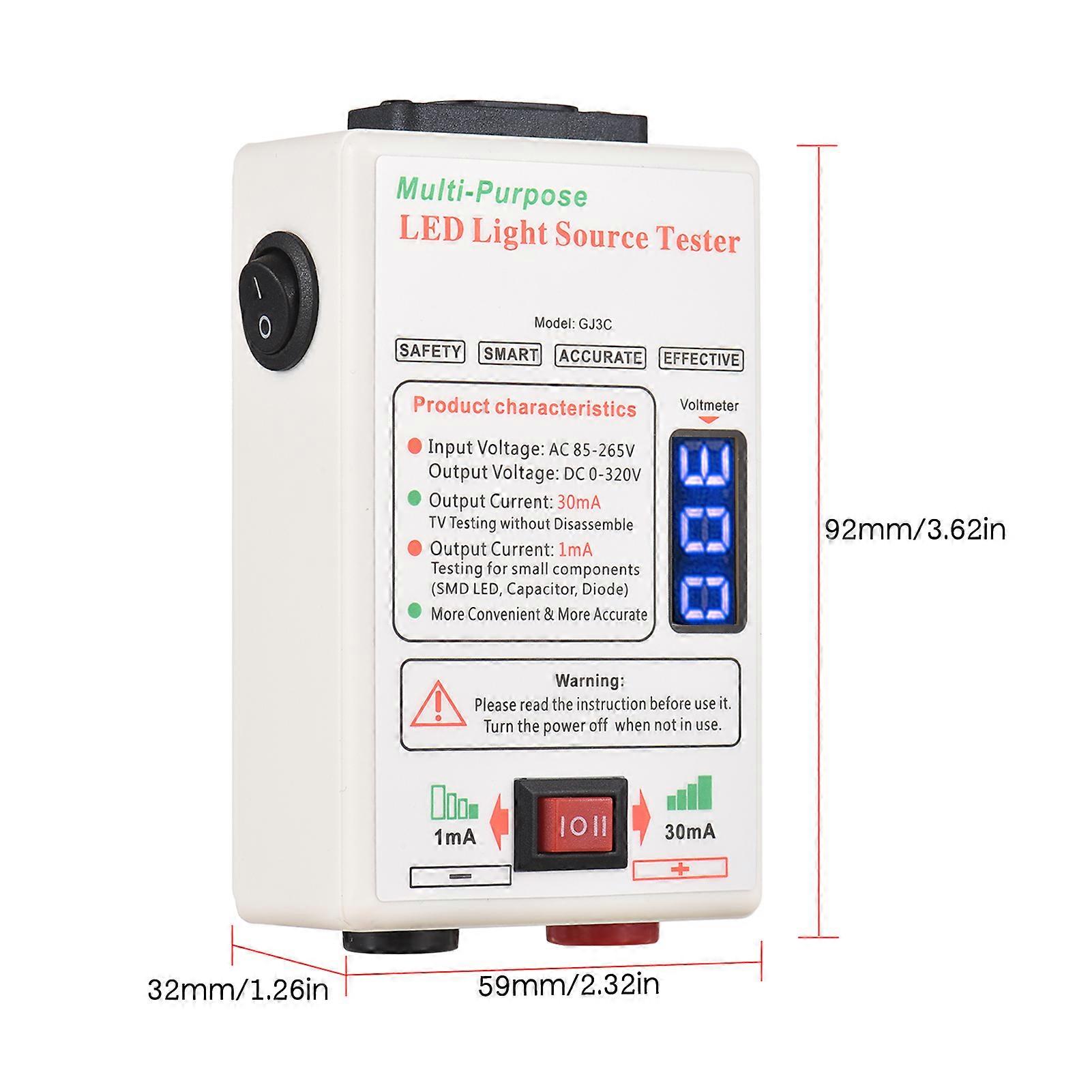 Voltage Test LED Backlight Tester 1mA/30mA 8.07x5.5in Portable