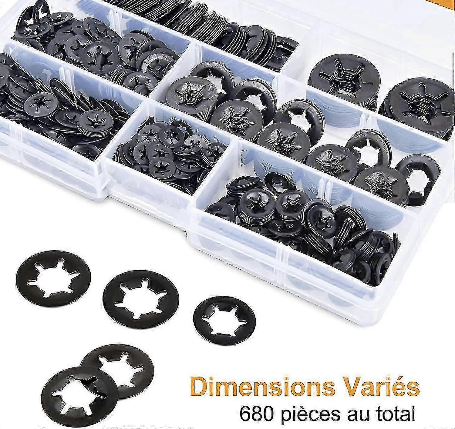 680 Stück Starlock Unterlegscheiben-Kit M3 M4 M5 M6 M8 M10 M12