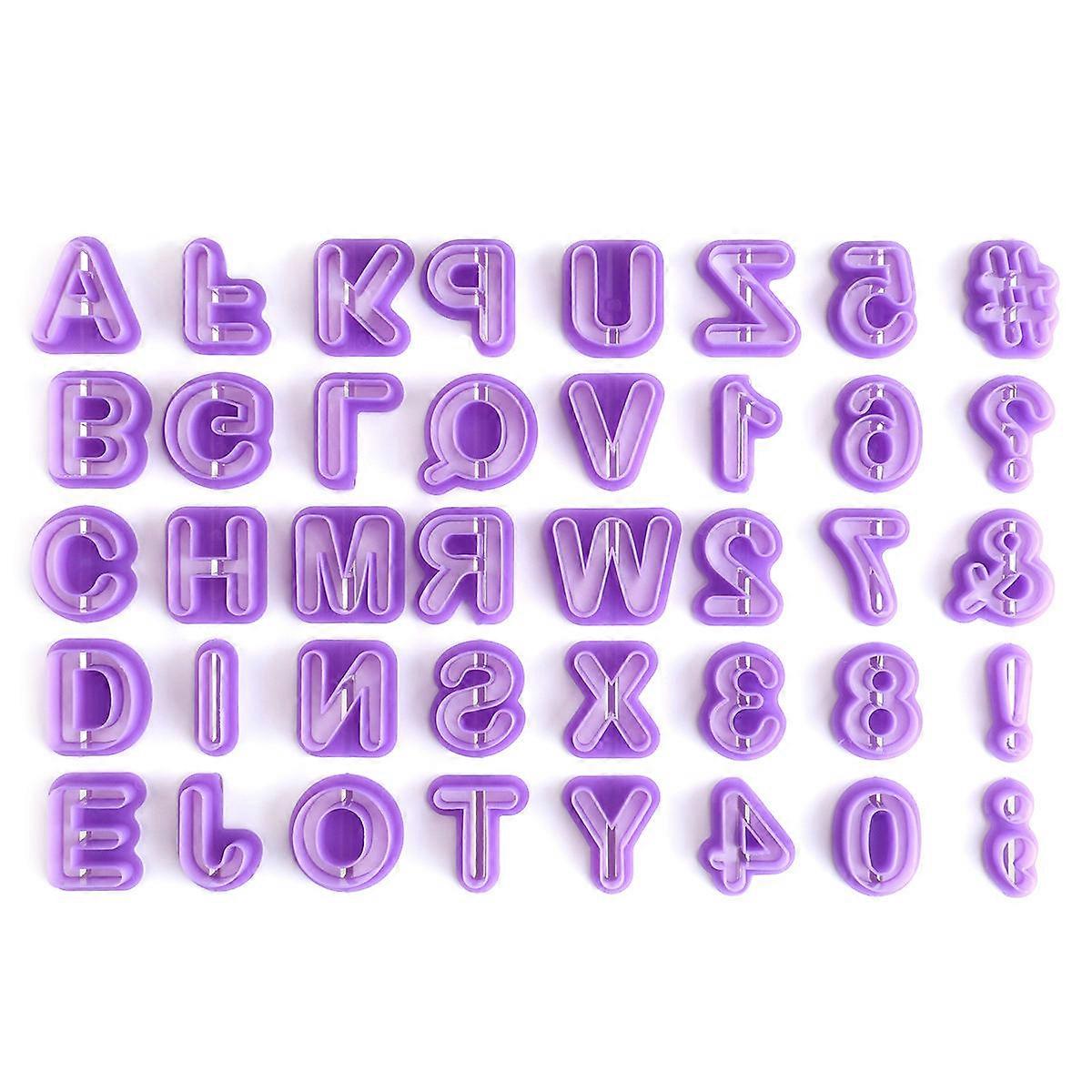 Alphabet Number Cookie Set Mold for Kitchen Use 40Pcs Purple