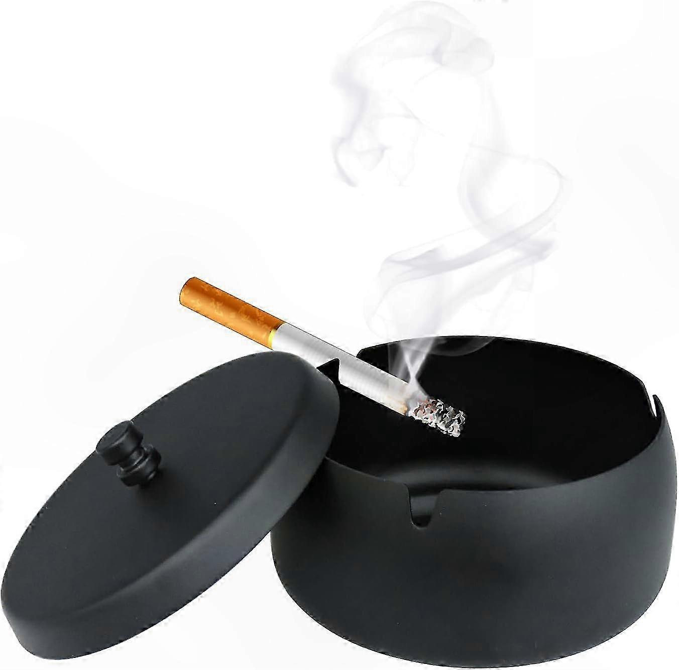 Smoking Accessory with Lid, Durable Ashtray for Cigars and Cigarettes,  Design for Home or Office Use