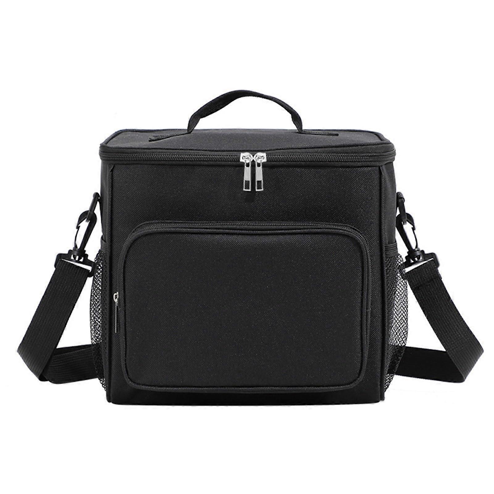 Picnic Bag Large Capacity Crossbody Lunch Box Bag With Handle Bento Storage Black
