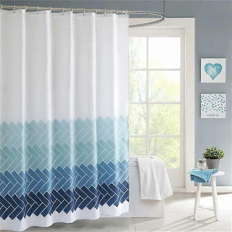 Blue Shower Curtain, Waterproof Polyester Fabric Anti-Mold Machine Washable
