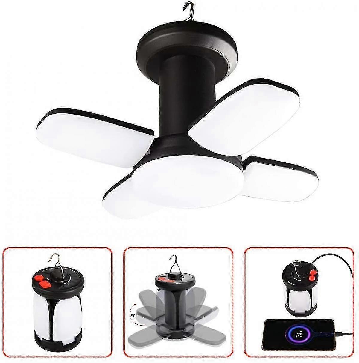 Solar Rechargeable Lantern with LED Lighting Panel & Hanging Hook for Camping Tents