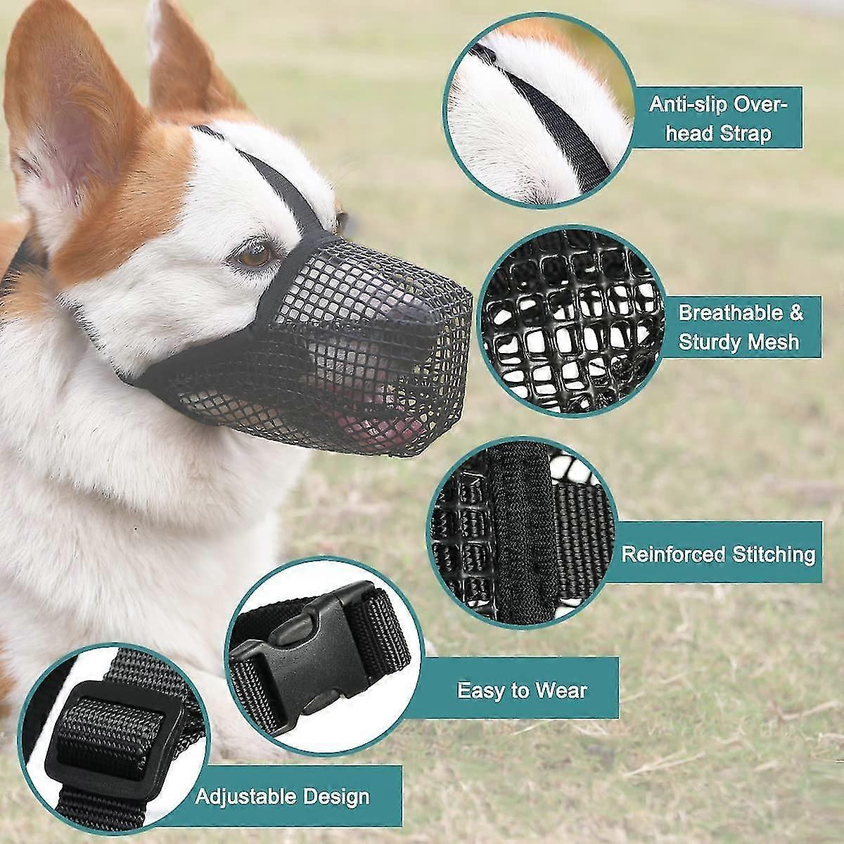 Dog Muzzle With Adjustable Straps, Soft Mesh Covered Muzzles For Small Medium Large Dogs-hy